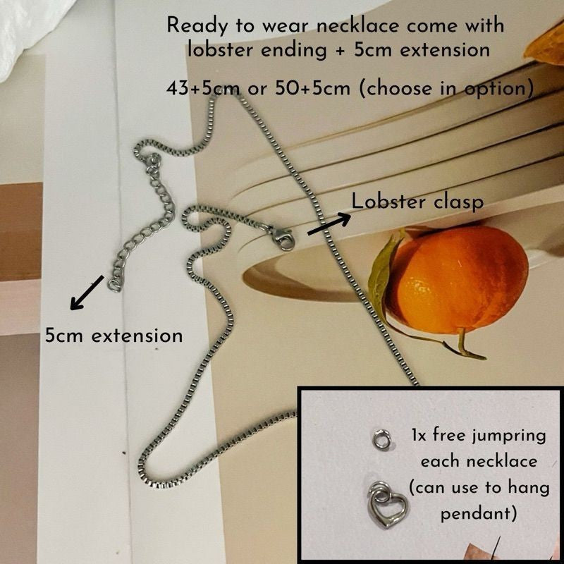 [Ready Necklace] Steel colour stainless steel tarnish free necklace 1 pc