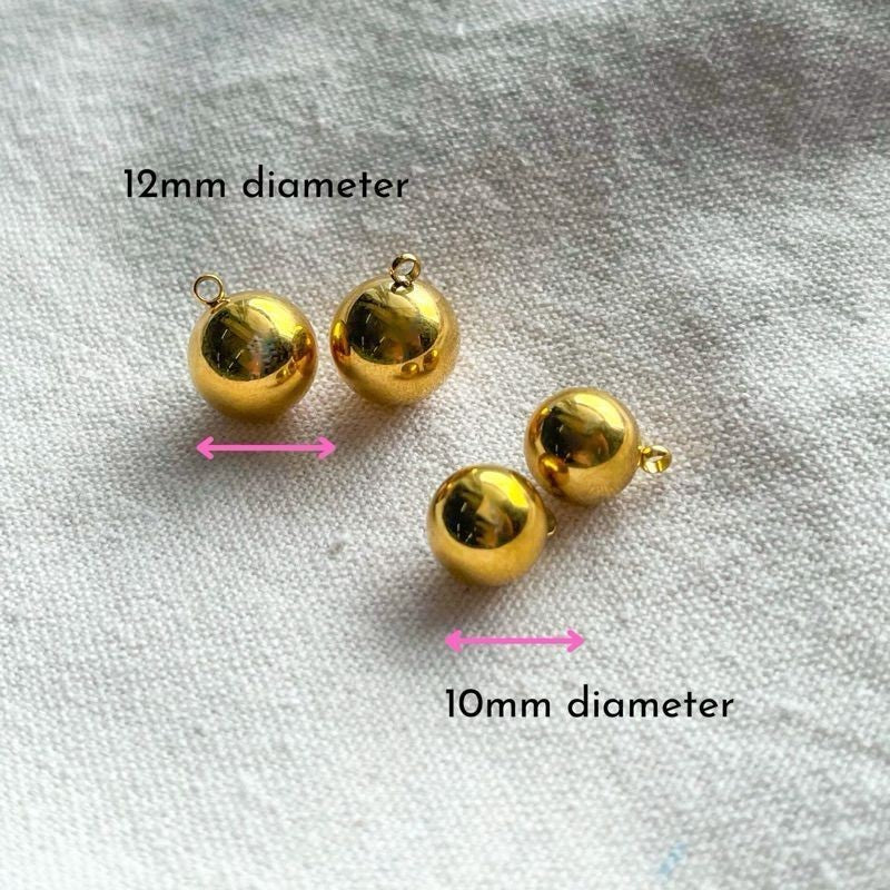 Stainless steel big size solid ball pendant 10mm/ 12mm gold ball
