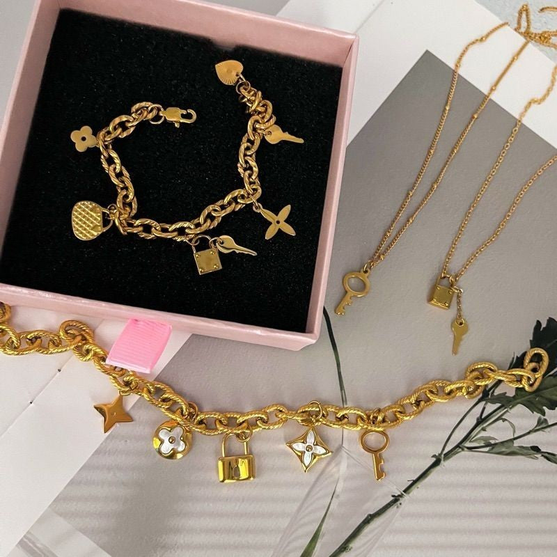 L-V inspired pendant stainless steel gold 1pc/ diy jewellery necklace