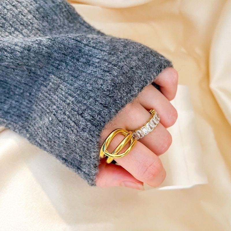 [Premium quality] Bulky thick ring - Stainless Steel with Zirconia stone