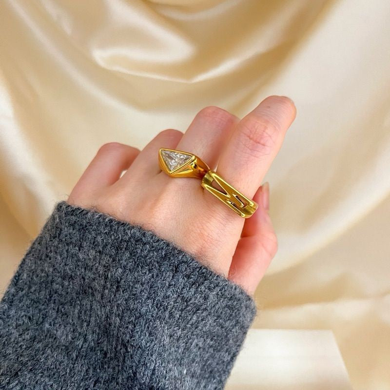 [Premium quality] Bulky thick ring - Stainless Steel with Zirconia stone