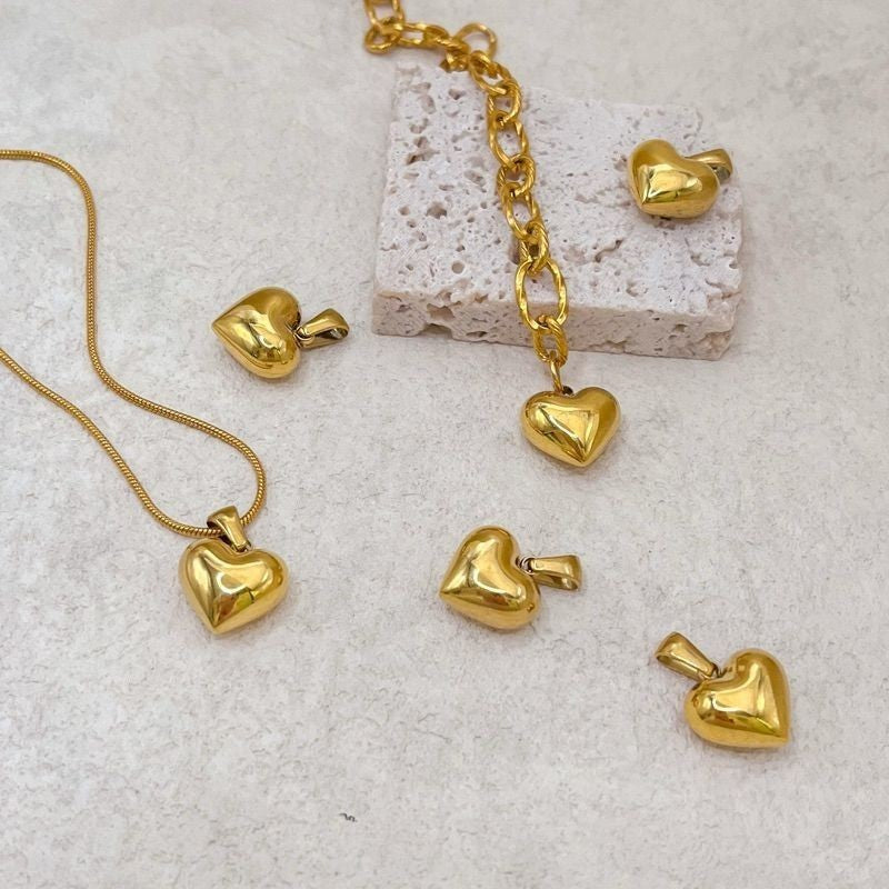 Stainless steel puff love pendant and key pendant 1 pc