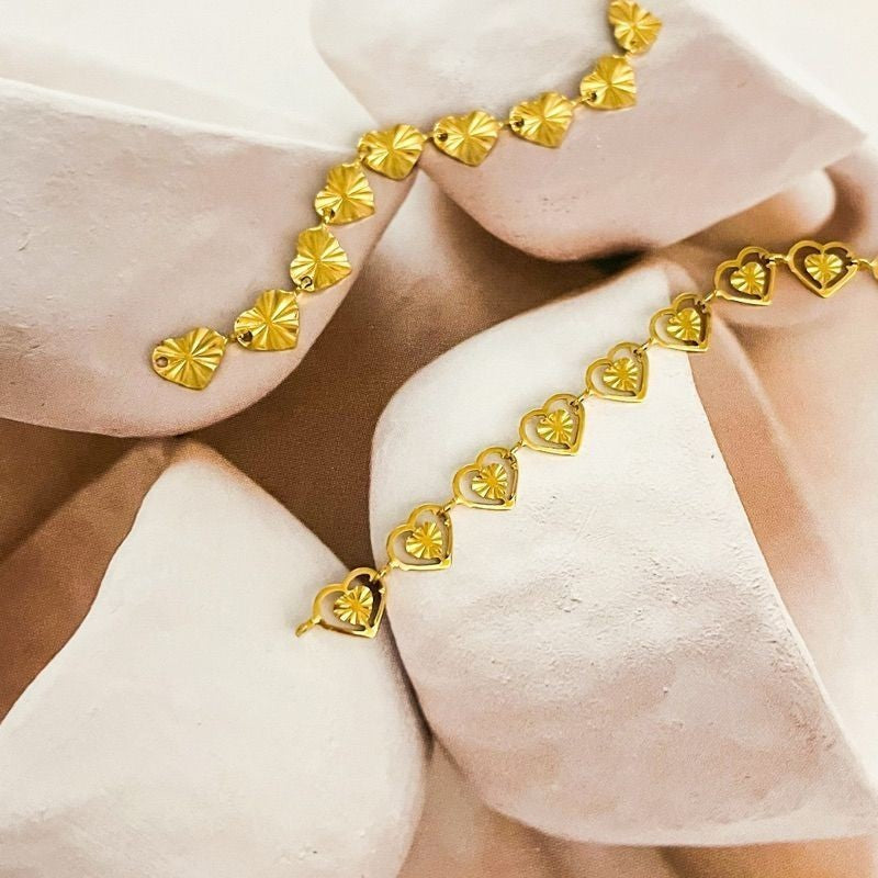 Stainless steel love chain 50cm/ gold heart shape chain