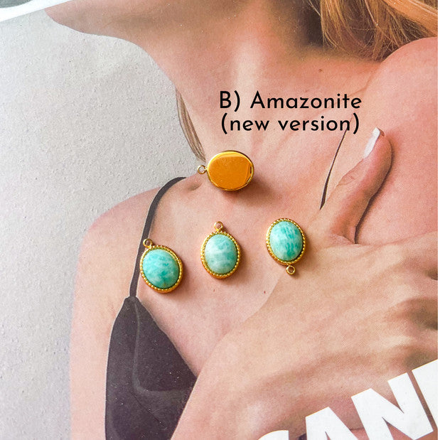 Natural stone pendant - Lazurite Gren agate Jade stone Amazonite