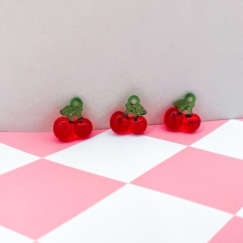 Cherry Apple pendant in acrylic / fruit cute diy pendant