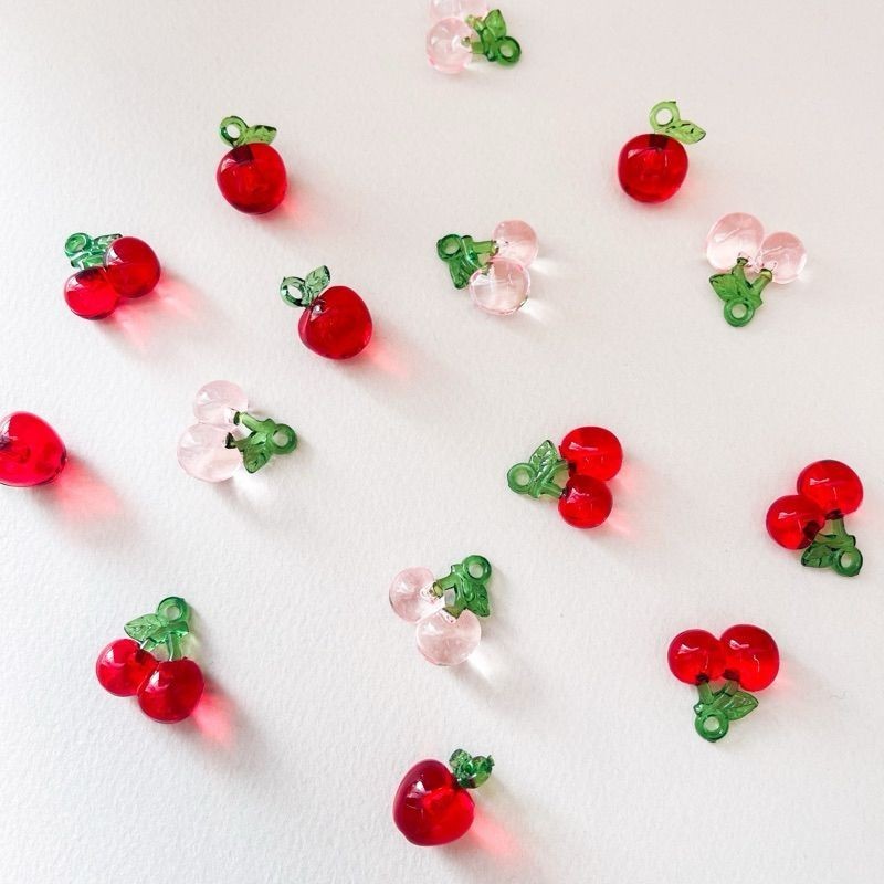 Cherry Apple pendant in acrylic / fruit cute diy pendant