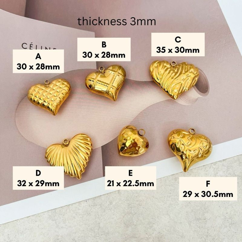 18k stainless steel gold Love/ Bulky love big gold love heart pendant for jewellery love bracelet Gelang love