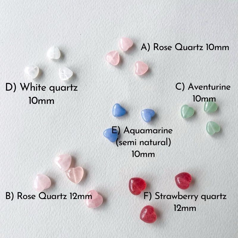 Love shape from natural stone 1 pc - Rose Quartz/ Aquamarine/ Aventurine