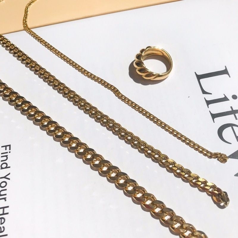[DIY Chain] Stainless steel Thick Cuban Chain/ 18k gold in pvd coating/ Tarnish Resistant DIY accessories for jewellery