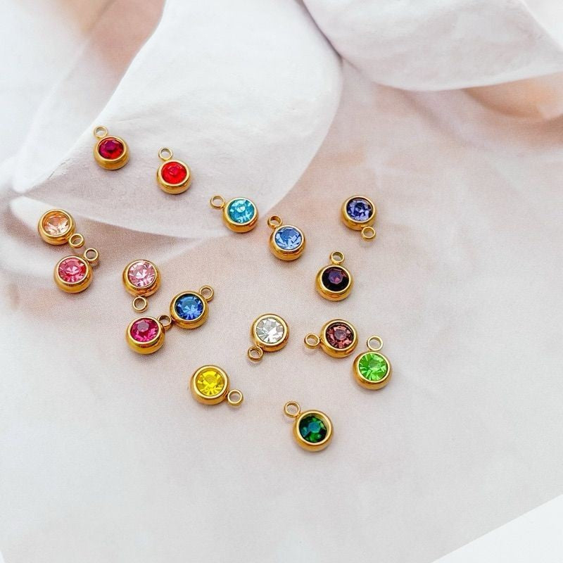 Stainless steel birthstone zirconia pendant 1 pc