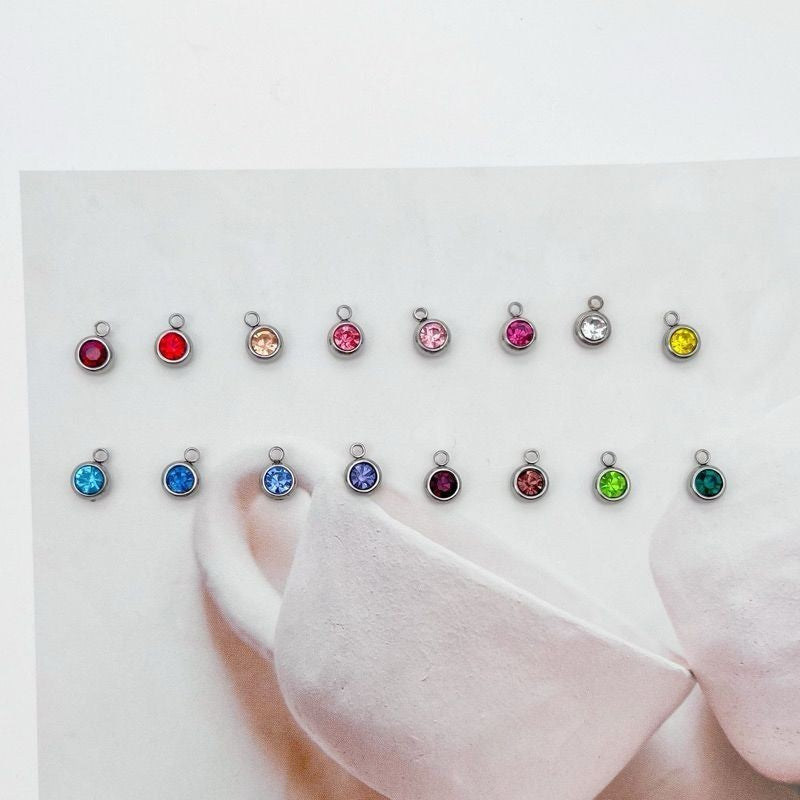 Stainless steel birthstone zirconia pendant 1 pc
