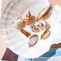 Seashell pendant plated in gold/ DIY shell accessories for necklace gold earrings