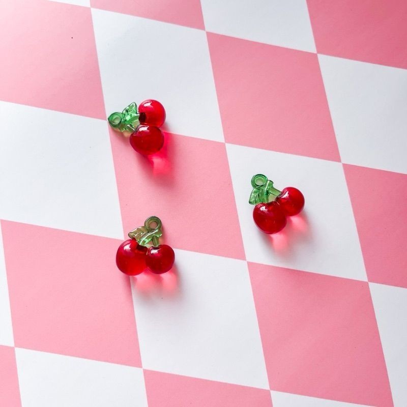 Cherry Apple pendant in acrylic / fruit cute diy pendant