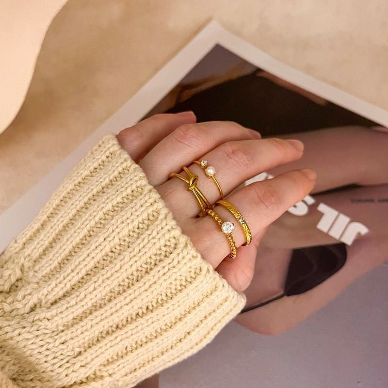 Minimalist ring stainless steel gold ring/ jewellery ring accessories gold cincin zirconia braided love ring