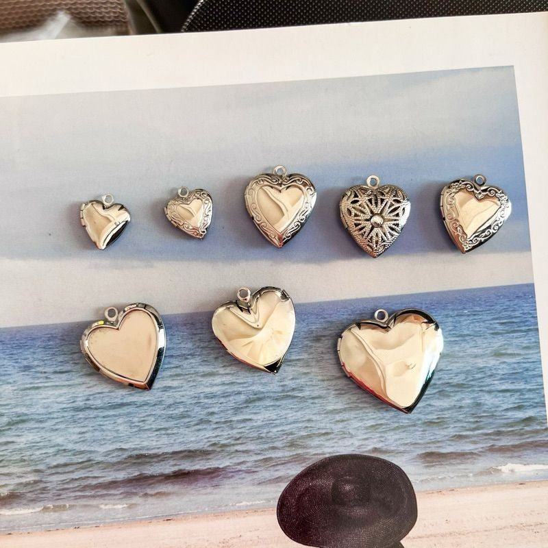 Stainless steel love locket pendant/ steel colour love pendant for diy jewellery