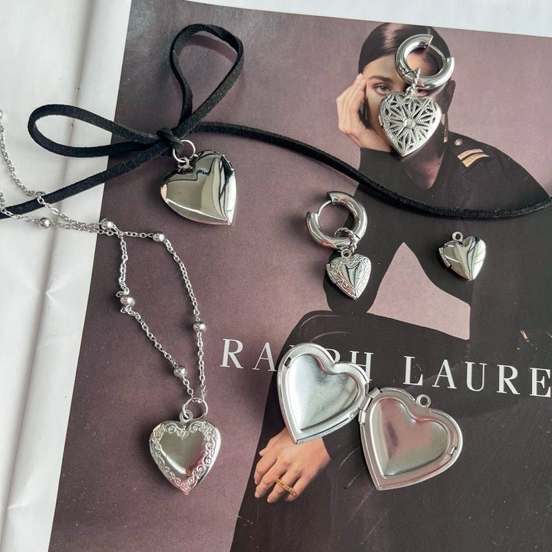 Stainless steel love locket pendant/ steel colour love pendant for diy jewellery