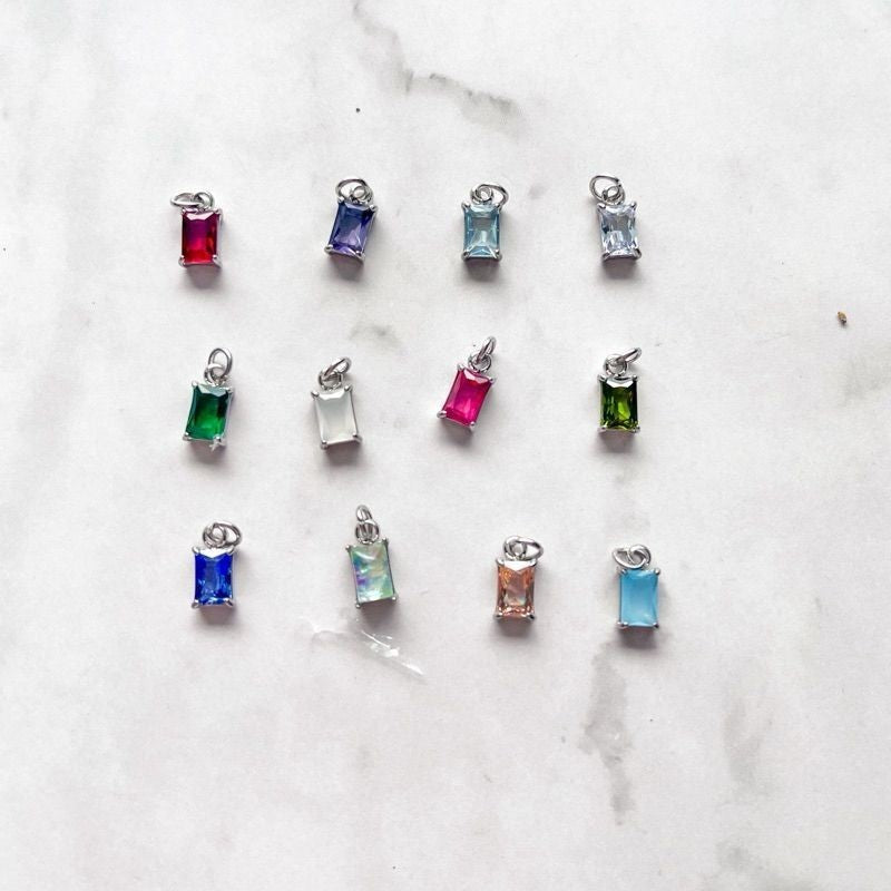 Stainless steel Rectangle zirconia pendant Birthstone 1 pc