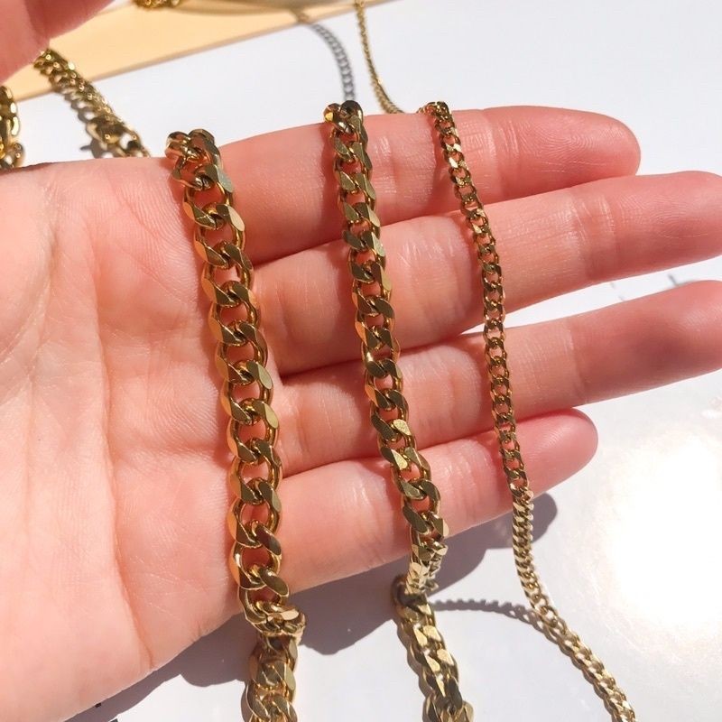 [DIY Chain] Stainless steel Thick Cuban Chain/ 18k gold in pvd coating/ Tarnish Resistant DIY accessories for jewellery