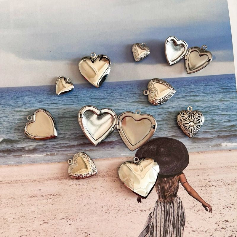 Stainless steel love locket pendant/ steel colour love pendant for diy jewellery