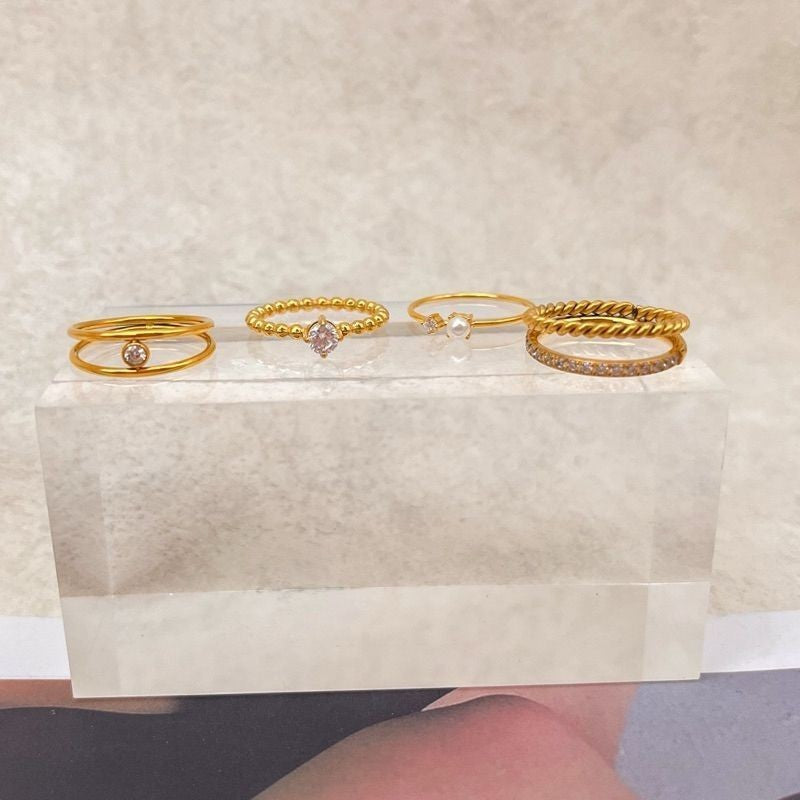 Minimalist ring stainless steel gold ring/ jewellery ring accessories gold cincin zirconia braided love ring
