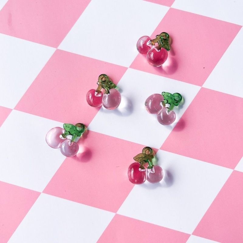 Cherry Apple pendant in acrylic / fruit cute diy pendant