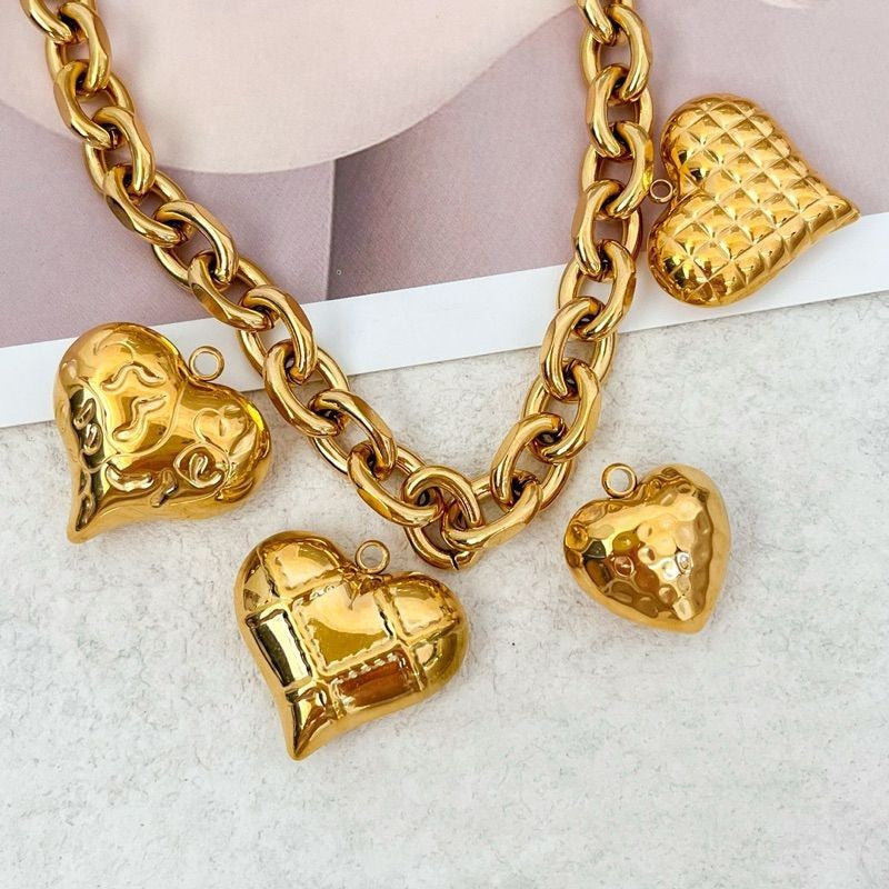 18k stainless steel gold Love/ Bulky love big gold love heart pendant for jewellery love bracelet Gelang love