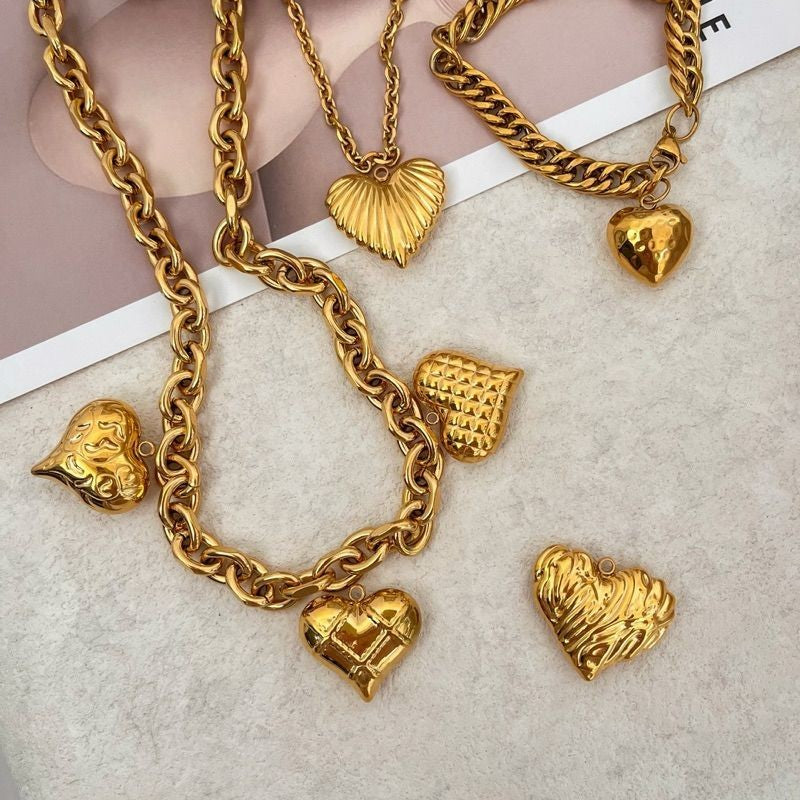 18k stainless steel gold Love/ Bulky love big gold love heart pendant for jewellery love bracelet Gelang love