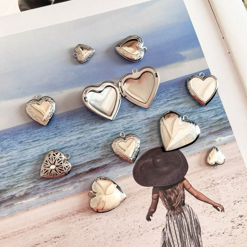 Stainless steel love locket pendant/ steel colour love pendant for diy jewellery