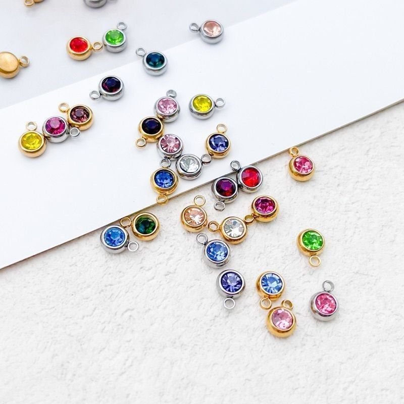 Stainless steel birthstone zirconia pendant 1 pc