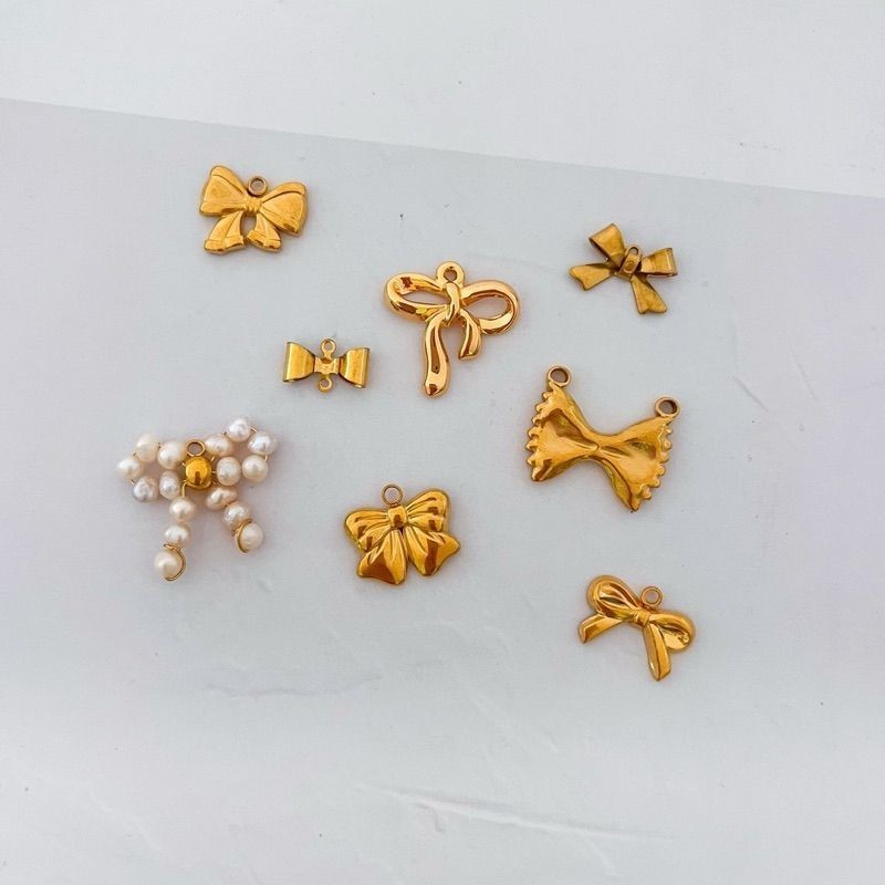 Stainless steel ribbon bow pendant 1 piece/ diy jewellery necklace bracelet charms