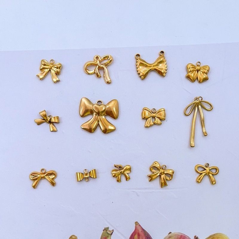 Stainless steel ribbon bow pendant 1 piece/ diy jewellery necklace bracelet charms
