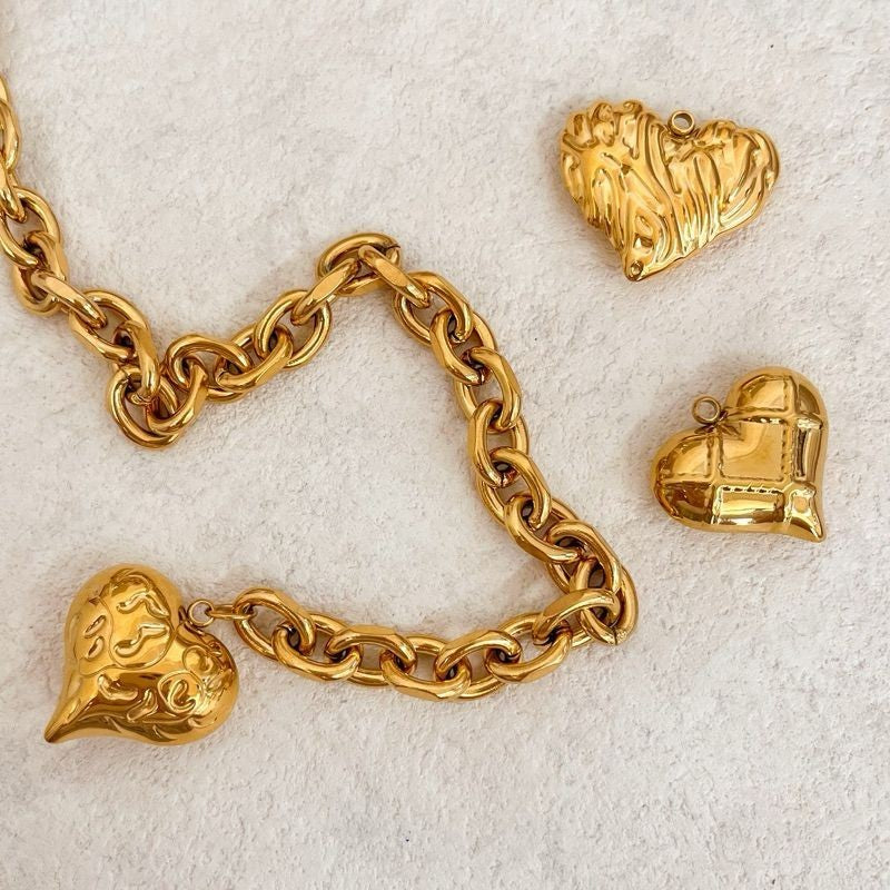 18k stainless steel gold Love/ Bulky love big gold love heart pendant for jewellery love bracelet Gelang love