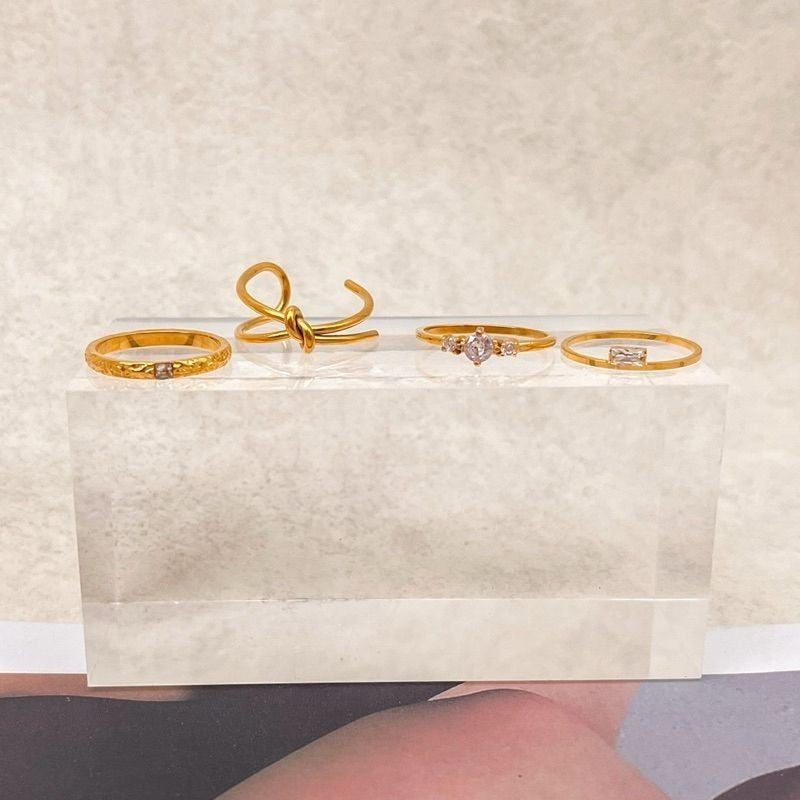 Minimalist ring stainless steel gold ring/ jewellery ring accessories gold cincin zirconia braided love ring