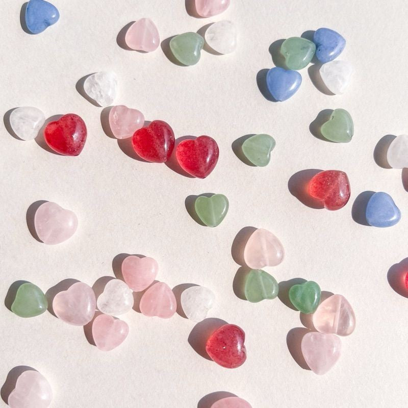 Love shape from natural stone 1 pc - Rose Quartz/ Aquamarine/ Aventurine