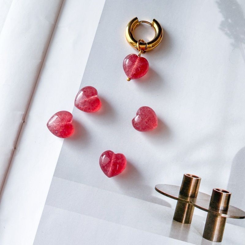 Love shape from natural stone 1 pc - Rose Quartz/ Aquamarine/ Aventurine