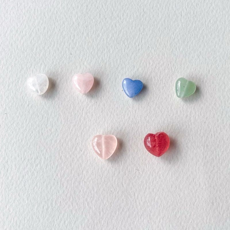 Love shape from natural stone 1 pc - Rose Quartz/ Aquamarine/ Aventurine