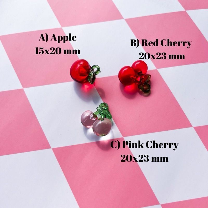 Cherry Apple pendant in acrylic / fruit cute diy pendant