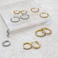 Stainless steel classic sparkle zirconia earrings huggies 1 pair/ Stainless steel material