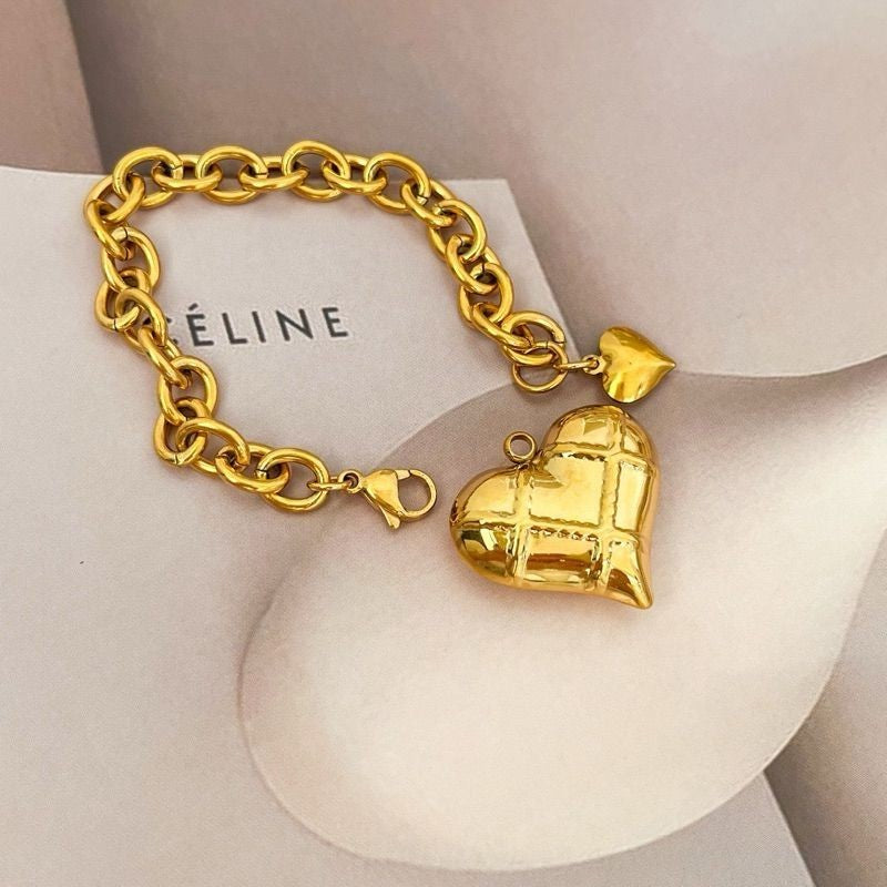 18k stainless steel gold Love/ Bulky love big gold love heart pendant for jewellery love bracelet Gelang love