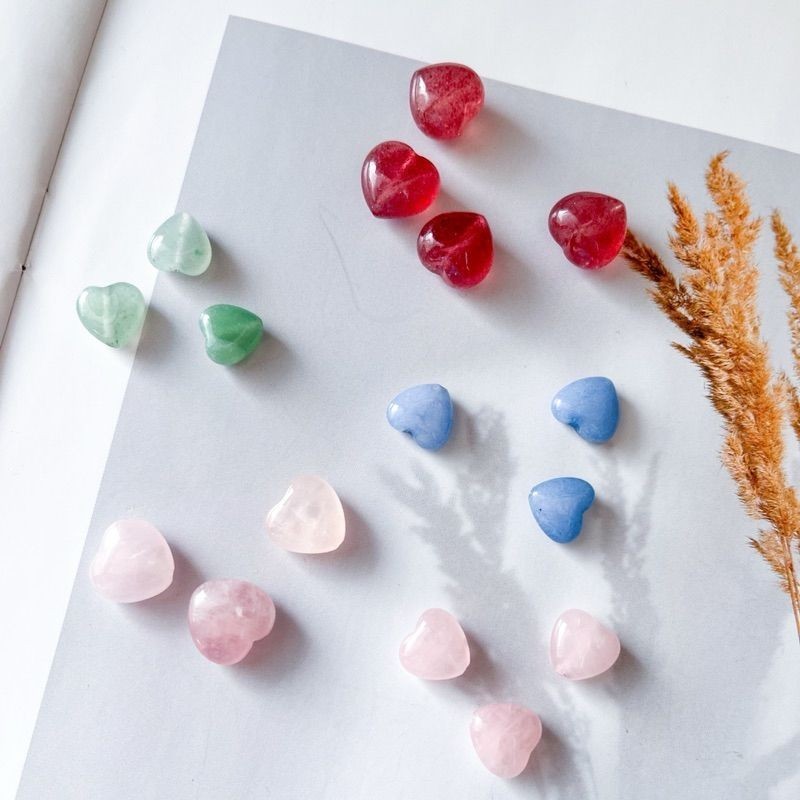 Love shape from natural stone 1 pc - Rose Quartz/ Aquamarine/ Aventurine
