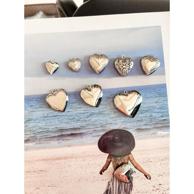 Stainless steel love locket pendant/ steel colour love pendant for diy jewellery