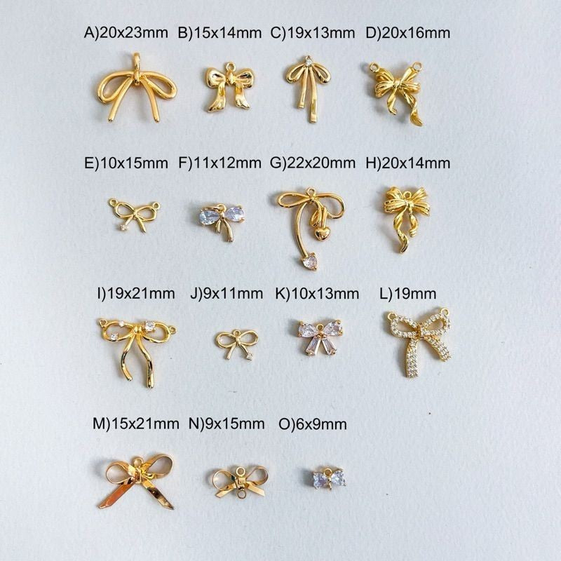 14k gold ribbon bow pendant - real gold plating