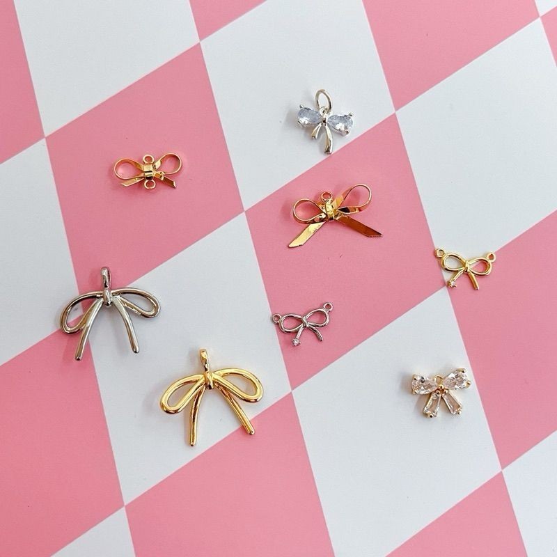 14k gold ribbon bow pendant - real gold plating