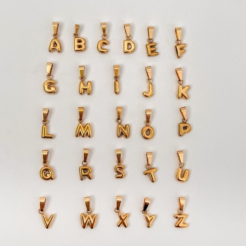 Stainless steel puff bubble letter initial pendant/ gold letter pendant jewellery accessories necklace alphabet letter