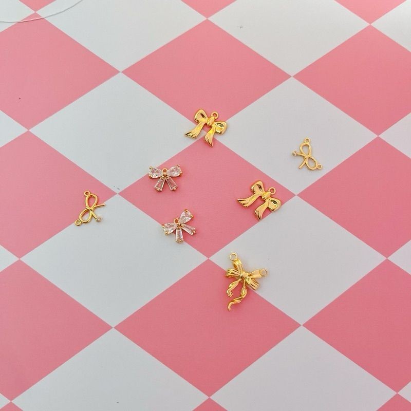 14k gold ribbon bow pendant - real gold plating
