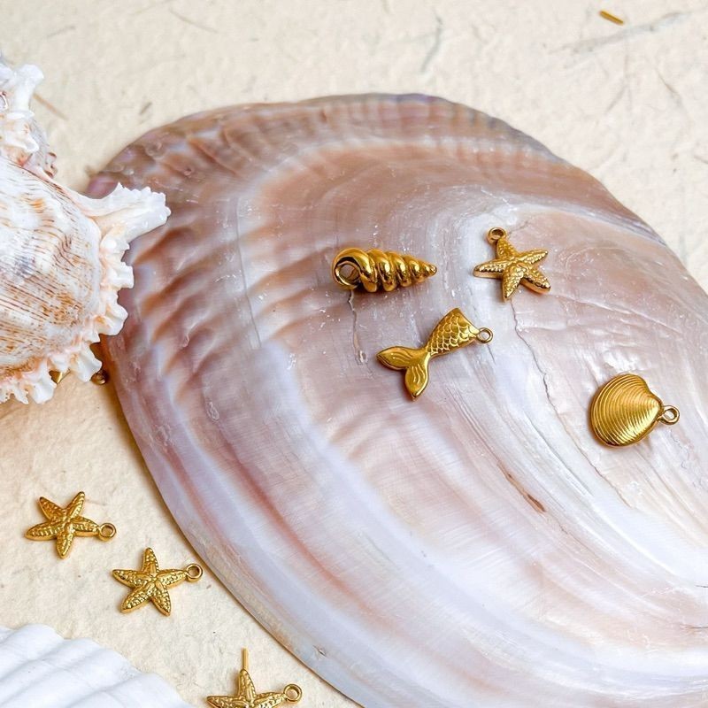 Stainless steel Beach themed sea pendant 1 pc/gold jewellery pendant diy fish lobster shell starfish pendant necklace