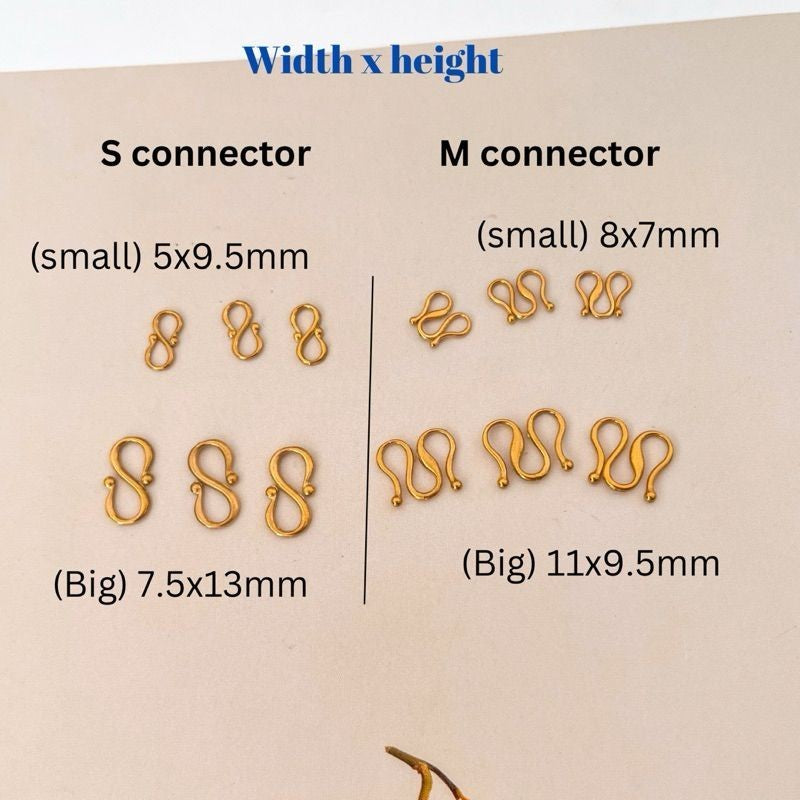 Stainless steel S connnector M connector ending clasp/ S hook M clasp ending 1 pc gold stainlessteel jewellery pendant