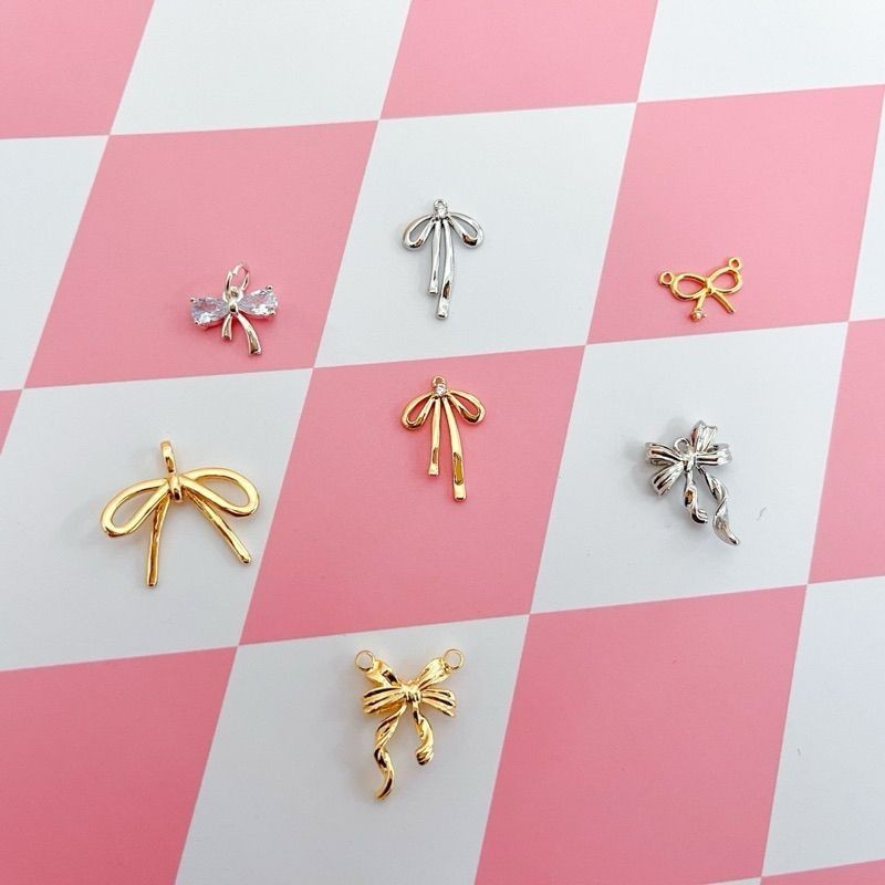 14k gold ribbon bow pendant - real gold plating