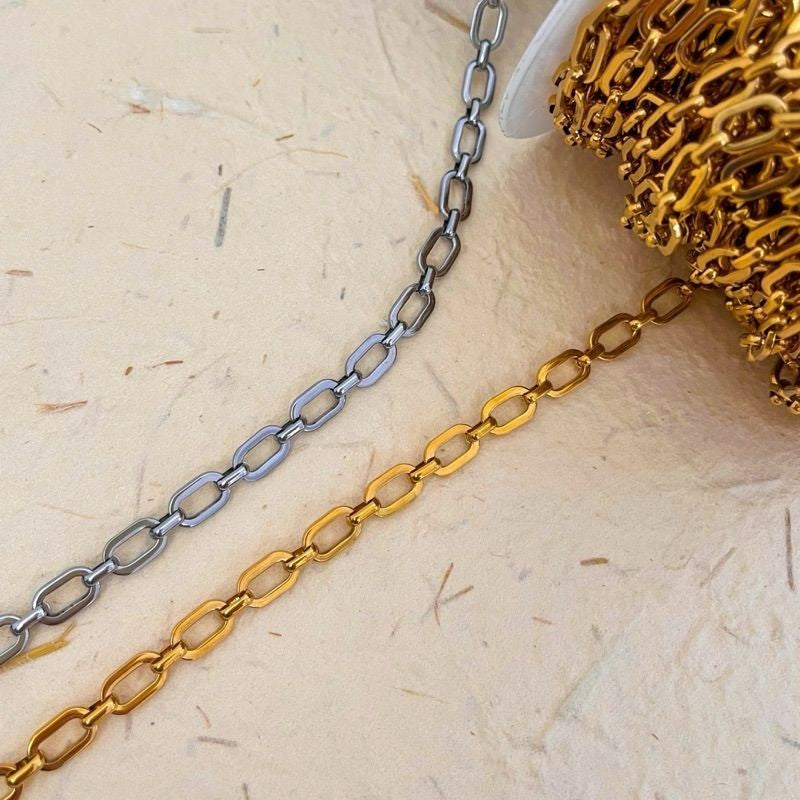 [DIY Chain] Stainless steel thick Elongated 3 oval chain for diy/ gold chain