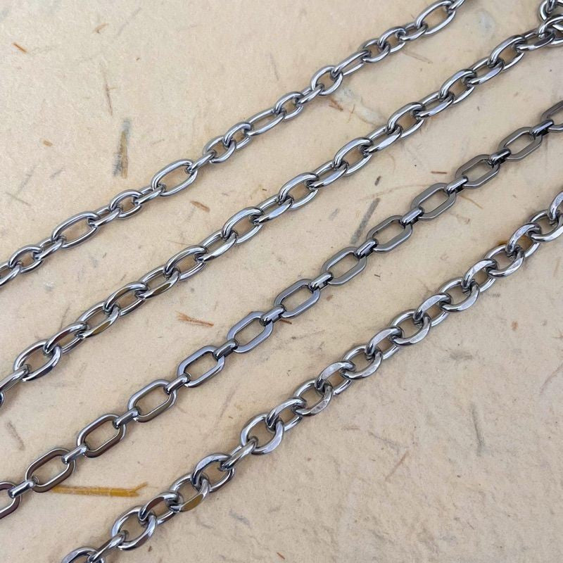 [DIY Chain] Stainless steel thick Elongated 3 oval chain for diy/ gold chain
